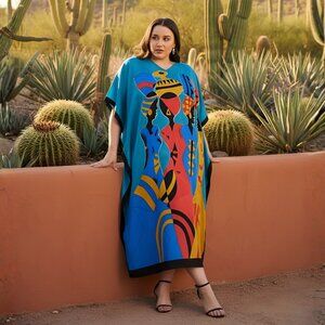 Gypsie Blu Kaftan Dress for Women Plus Size Party Wear Maxi Dresses Caftan Gowns